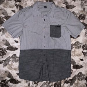 Oakley Grey Color Block Short Sleeve Button Down L